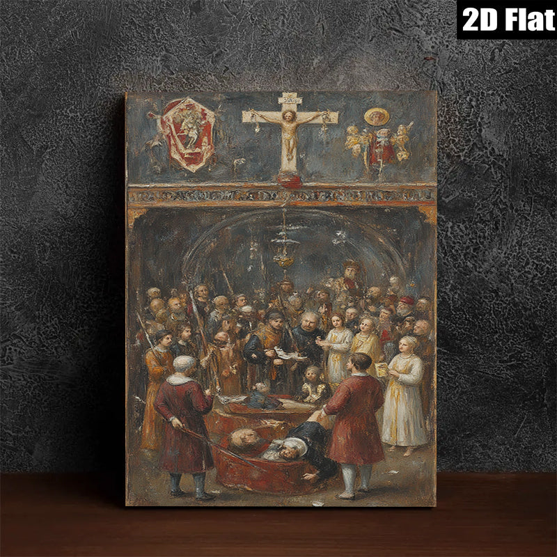 2D flat 1pc Baroque Religious Scene Dramatic Crowded Composition Gallery Wall Art Home Decor Living Room Bedroom Office Gift Ideas