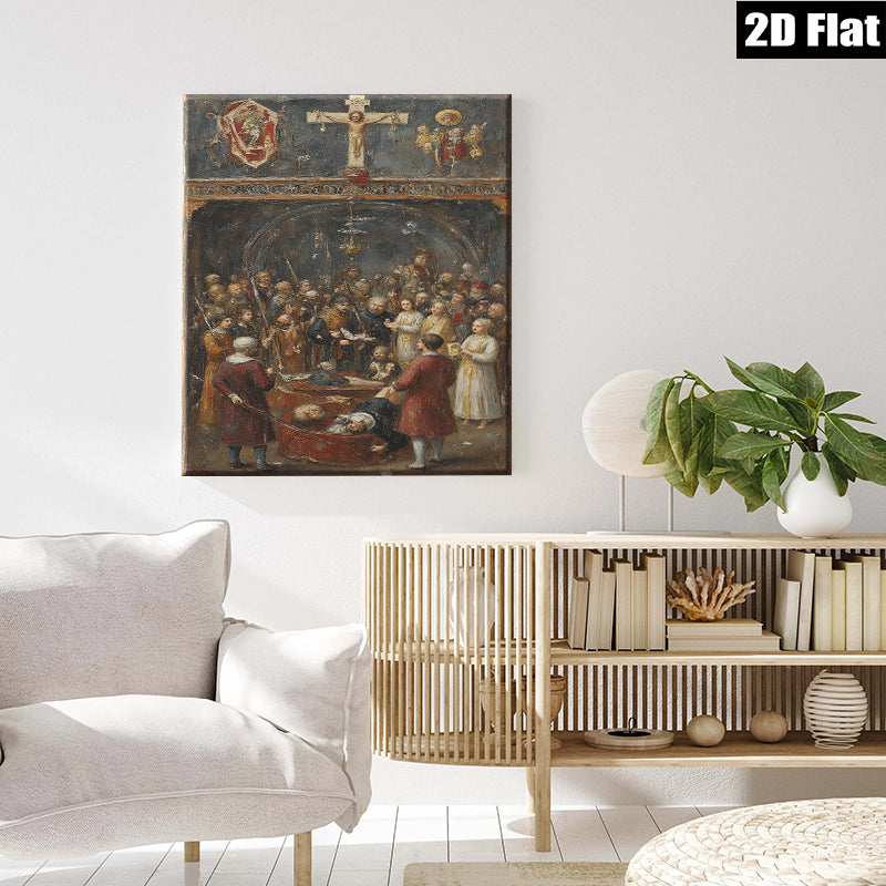 2D flat 1pc Baroque Religious Scene Dramatic Crowded Composition Gallery Wall Art Home Decor Living Room Bedroom Office Gift Ideas