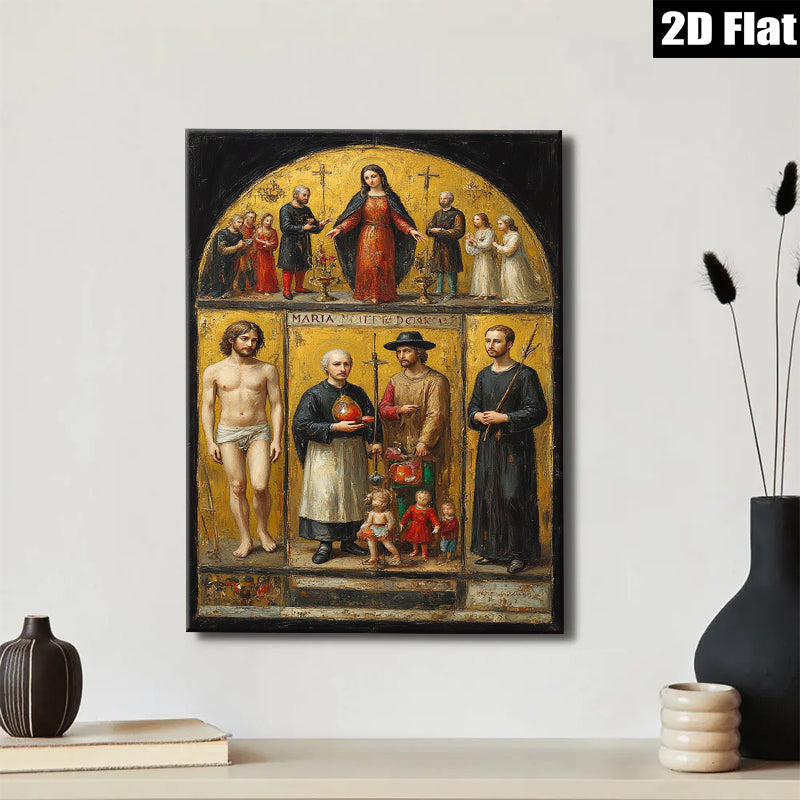 2D flat 1pc Baroque Religious Scene Painting Wall Art Decor For Living Room Bedroom Gallery Wrapped Canvas Prints Farmhouse Style