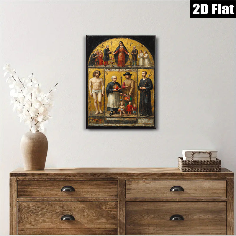 2D flat 1pc Baroque Religious Scene Painting Wall Art Decor For Living Room Bedroom Gallery Wrapped Canvas Prints Farmhouse Style