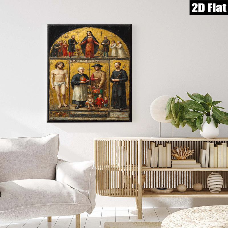 2D flat 1pc Baroque Religious Scene Painting Wall Art Decor For Living Room Bedroom Gallery Wrapped Canvas Prints Farmhouse Style