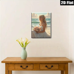2D flat 1pc Beach Bride Romantic Portrait Wall Art Canvas Prints for Bedroom Living Room Home Decor Modern Farmhouse Style Gallery Wrapped Ready to Hang