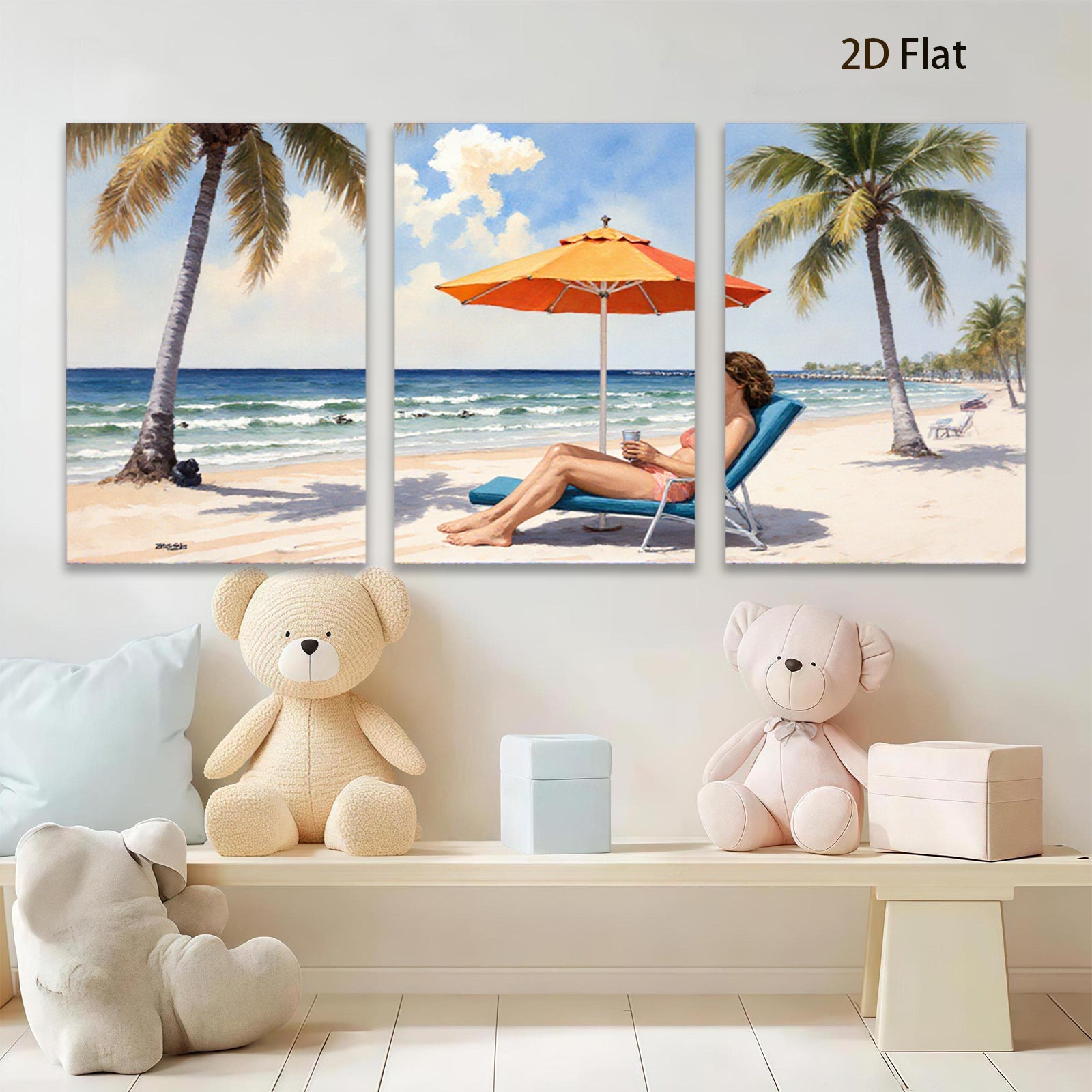 2D flat 1pc Beach Relaxation Coastal Scene Tropical Vibes Living Room Bedroom Home Decor Wall Art Prints Modern Stylish