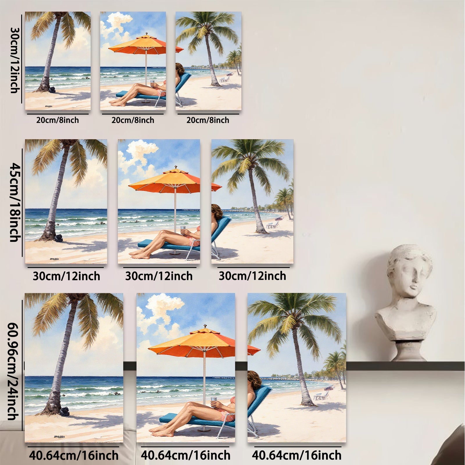 2D flat 1pc Beach Relaxation Coastal Scene Tropical Vibes Living Room Bedroom Home Decor Wall Art Prints Modern Stylish