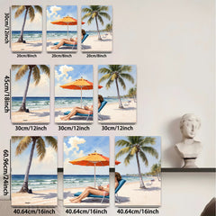 2D flat 1pc Beach Relaxation Coastal Scene Tropical Vibes Living Room Bedroom Home Decor Wall Art Prints Modern Stylish