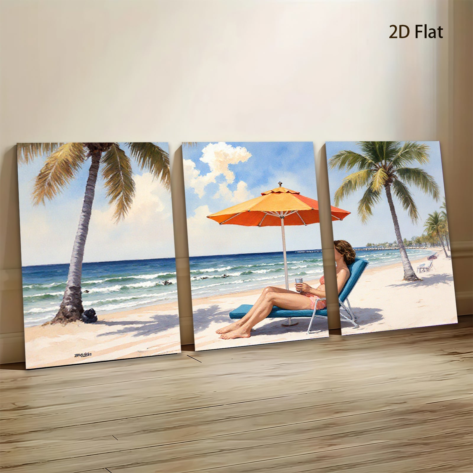2D flat 1pc Beach Relaxation Coastal Scene Tropical Vibes Living Room Bedroom Home Decor Wall Art Prints Modern Stylish