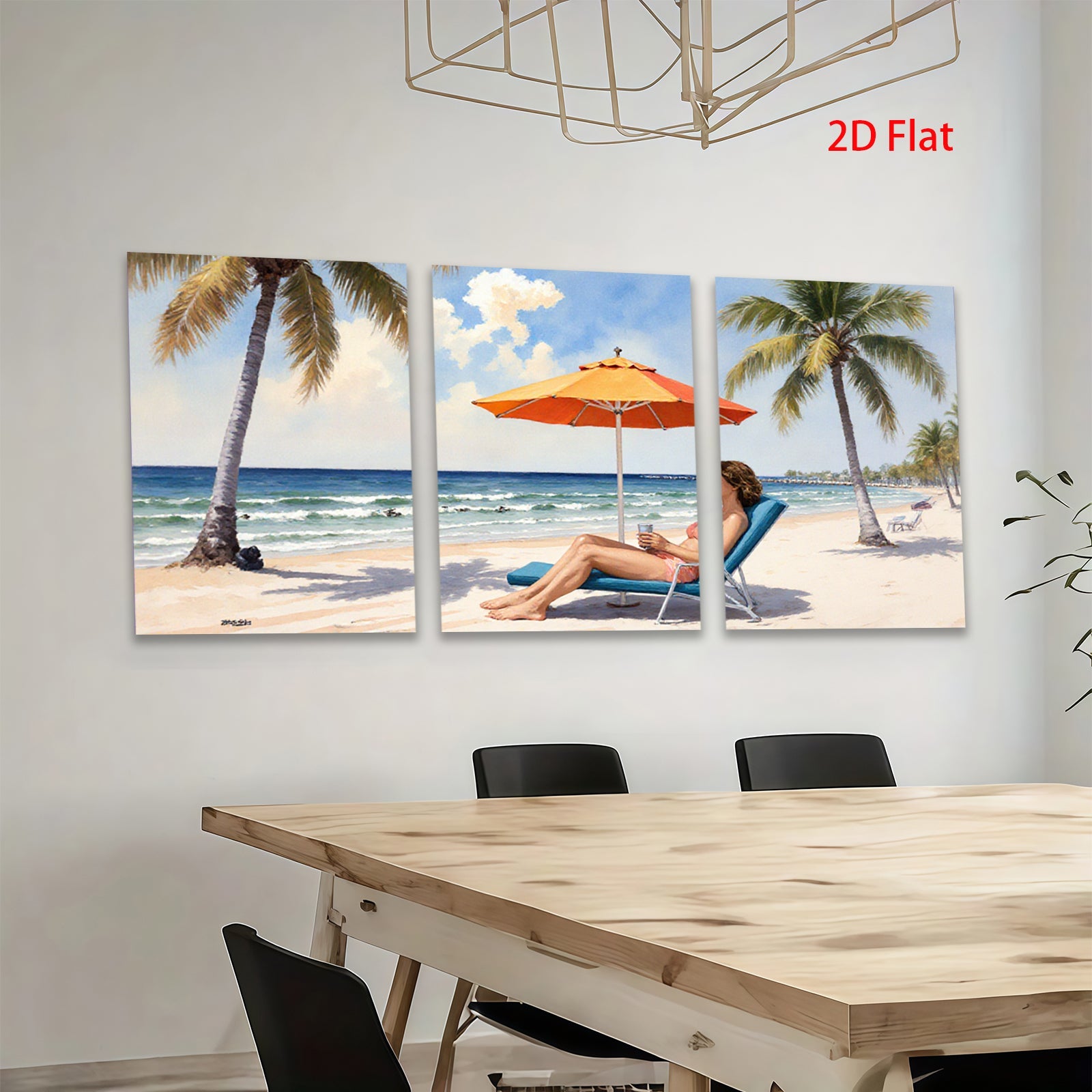 2D flat 1pc Beach Relaxation Coastal Scene Tropical Vibes Living Room Bedroom Home Decor Wall Art Prints Modern Stylish