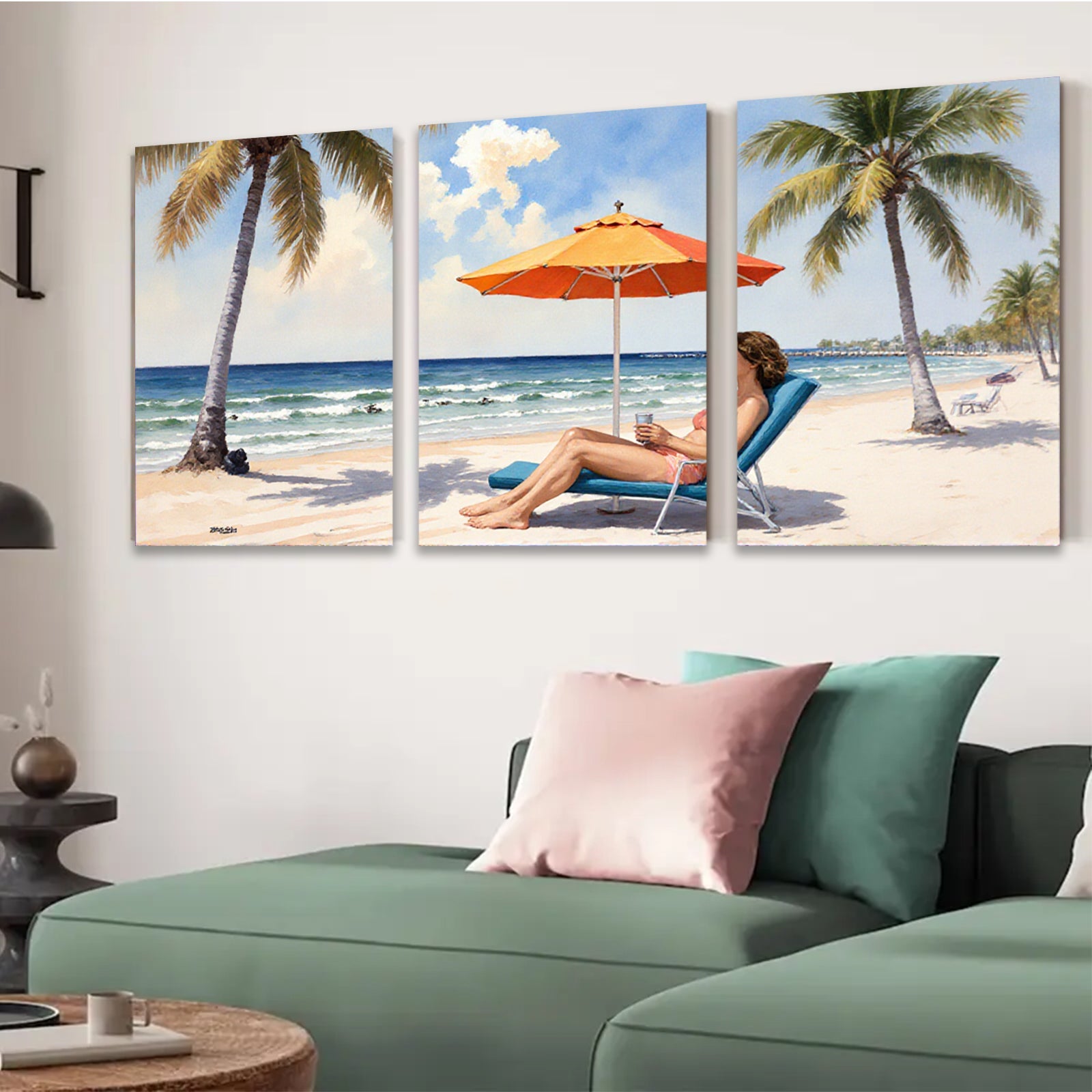 2D flat 1pc Beach Relaxation Coastal Scene Tropical Vibes Living Room Bedroom Home Decor Wall Art Prints Modern Stylish