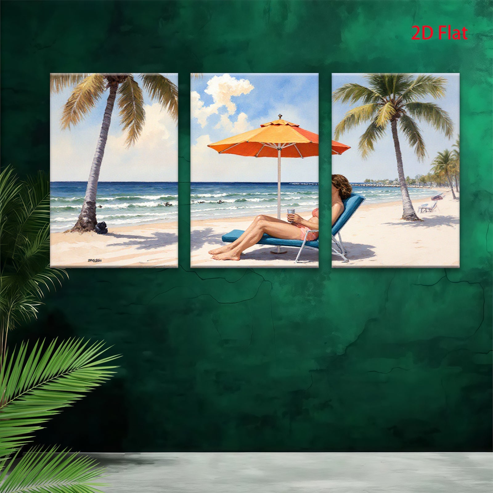 2D flat 1pc Beach Relaxation Coastal Scene Tropical Vibes Living Room Bedroom Home Decor Wall Art Prints Modern Stylish