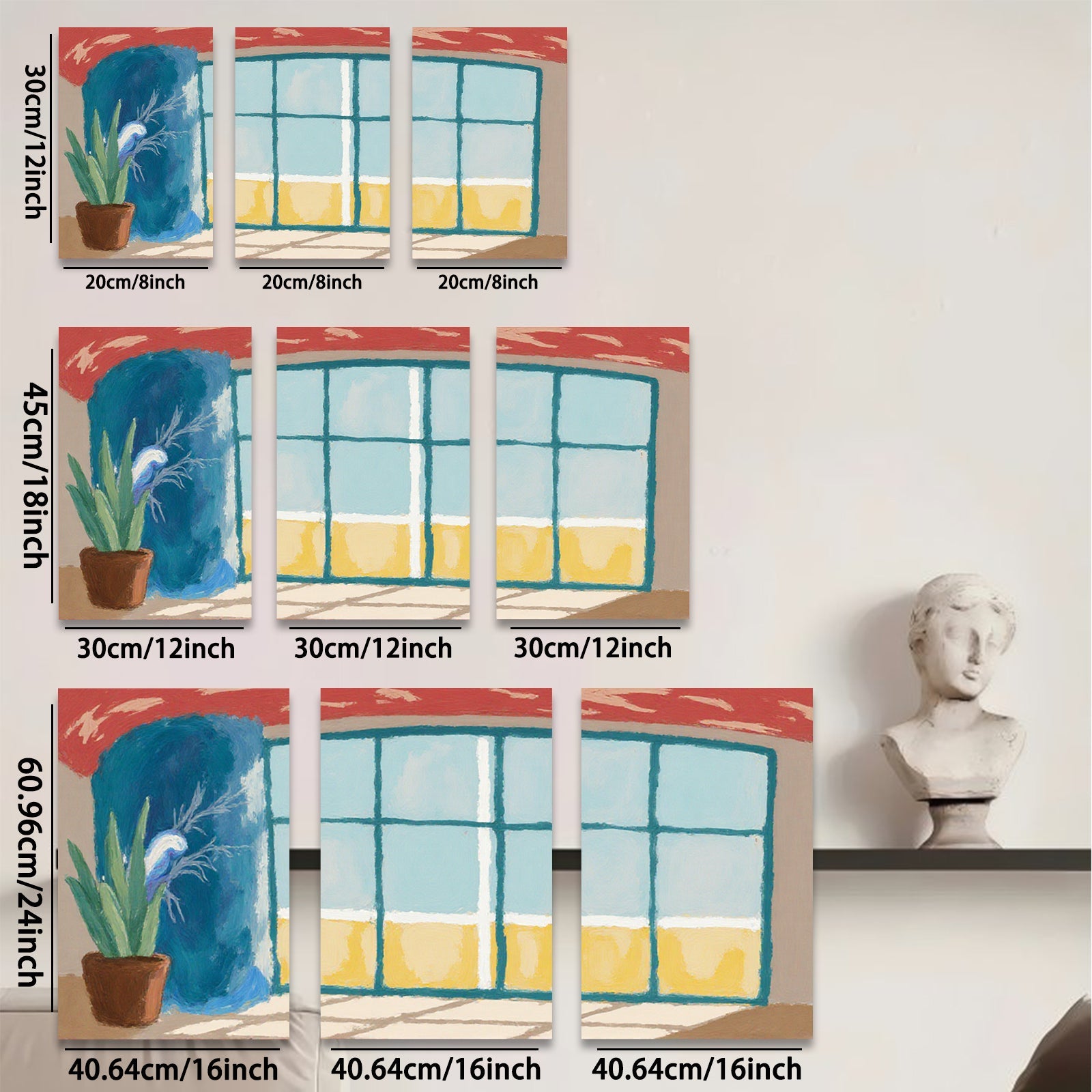 2D flat 1pc Beach View Window Floral Plant Living Room Bedroom Gallery Wall Art Modern Farmhouse Decor Coastal Vibes Canvas Prints