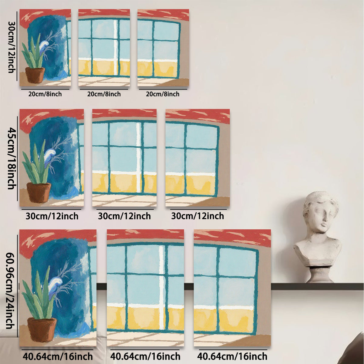 2D flat 1pc Beach View Window Floral Plant Living Room Bedroom Gallery Wall Art Modern Farmhouse Decor Coastal Vibes Canvas Prints