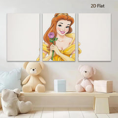 2D flat 1pc Beauty and Beast Princess floral portrait canvas wall art bedroom living room decor farmhouse style modern aesthetic statement piece