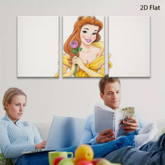 2D flat 1pc Beauty and Beast Princess floral portrait canvas wall art bedroom living room decor farmhouse style modern aesthetic statement piece