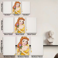 2D flat 1pc Beauty and Beast Princess floral portrait canvas wall art bedroom living room decor farmhouse style modern aesthetic statement piece