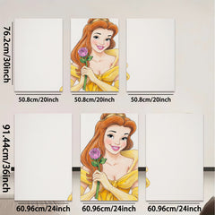 2D flat 1pc Beauty and Beast Princess floral portrait canvas wall art bedroom living room decor farmhouse style modern aesthetic statement piece