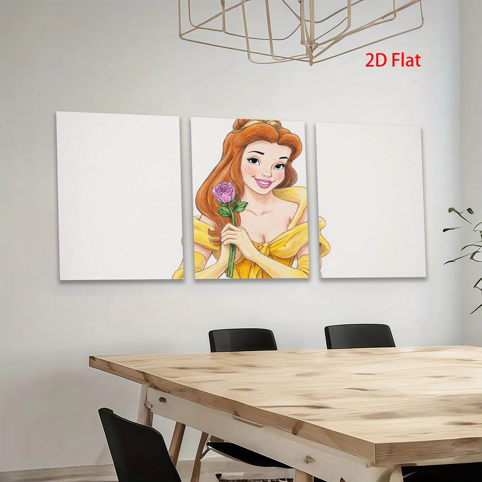 2D flat 1pc Beauty and Beast Princess floral portrait canvas wall art bedroom living room decor farmhouse style modern aesthetic statement piece