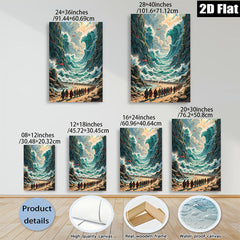 2D flat 1pc Biblical Exodus Dramatic Red Sea Crossing Wall Art Living Room Decor Gallery Wrapped Canvas Print Home Office Modern Farmhouse Coastal Aesthetic