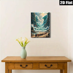2D flat 1pc Biblical Exodus Dramatic Red Sea Crossing Wall Art Living Room Decor Gallery Wrapped Canvas Print Home Office Modern Farmhouse Coastal Aesthetic