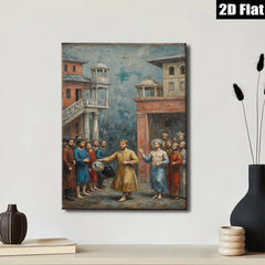 2D flat 1pc Biblical Scene Depicting Christ & Disciples Dramatic Religious Wall Art Living Room Bedroom Decor Gallery Wrapped Canvas Print Modern Farmhouse Style