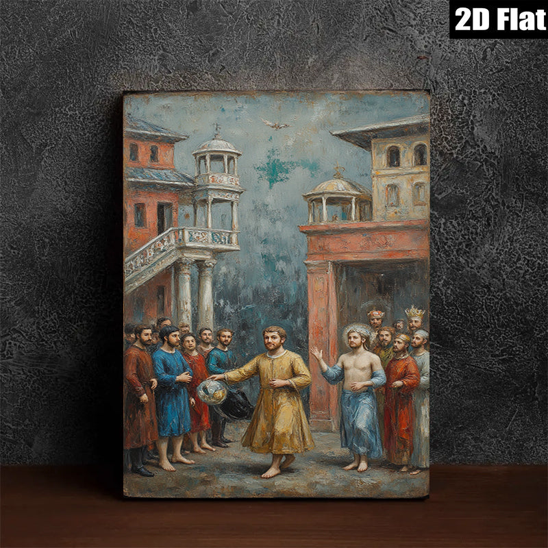 2D flat 1pc Biblical Scene Depicting Christ & Disciples Dramatic Religious Wall Art Living Room Bedroom Decor Gallery Wrapped Canvas Print Modern Farmhouse Style