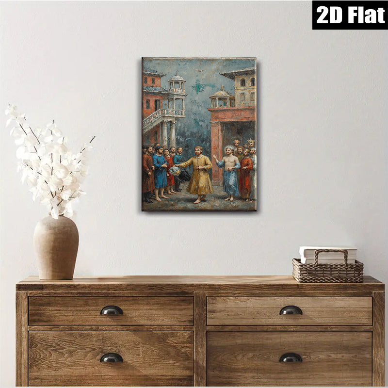 2D flat 1pc Biblical Scene Depicting Christ & Disciples Dramatic Religious Wall Art Living Room Bedroom Decor Gallery Wrapped Canvas Print Modern Farmhouse Style