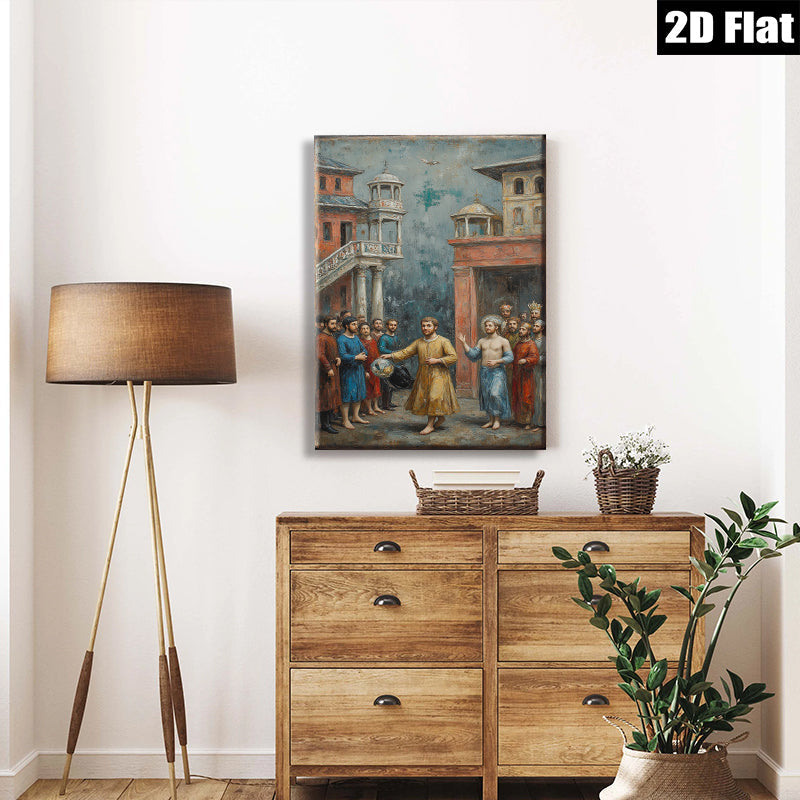 2D flat 1pc Biblical Scene Depicting Christ & Disciples Dramatic Religious Wall Art Living Room Bedroom Decor Gallery Wrapped Canvas Print Modern Farmhouse Style