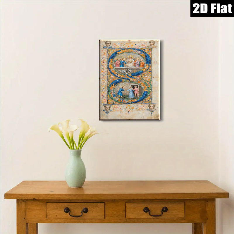 2D flat 1pc Biblical Scene Renaissance Artwork Wall Decor Living Room Bedroom Gallery Wrapped Canvas Print Farmhouse Style Home Décor