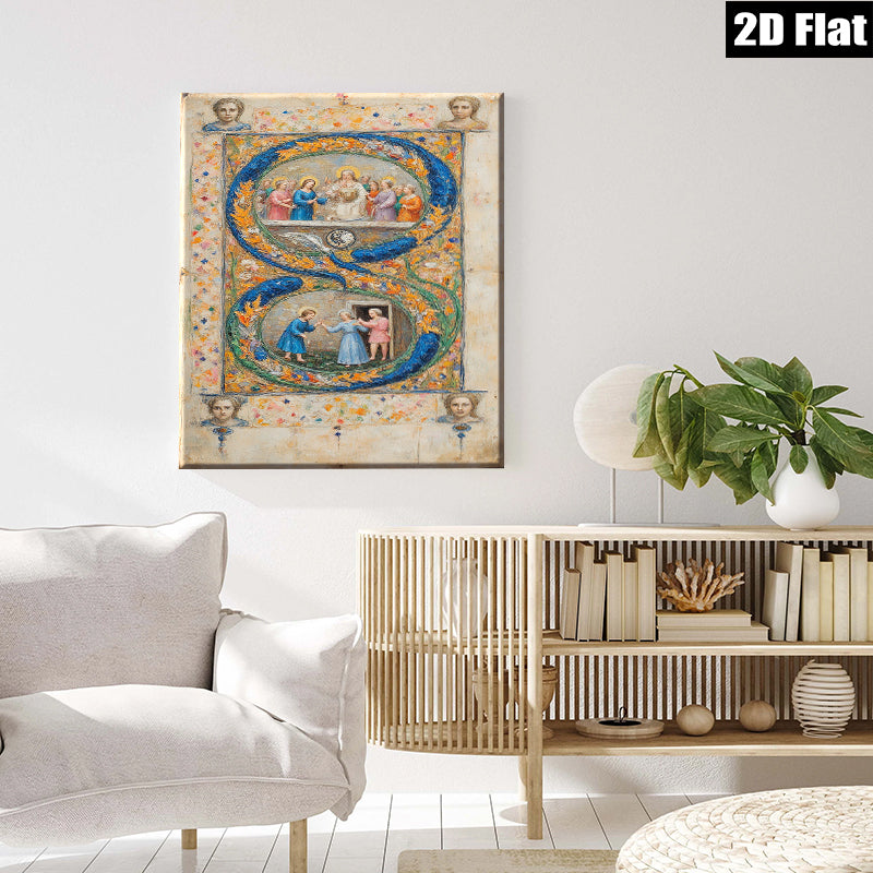 2D flat 1pc Biblical Scene Renaissance Artwork Wall Decor Living Room Bedroom Gallery Wrapped Canvas Print Farmhouse Style Home Décor