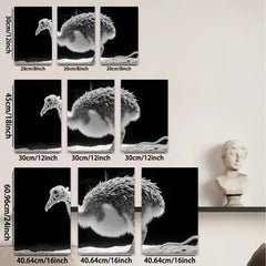 2D flat 1pc Bird Portrait Study Modern Farmhouse Wall Art Rustic Decor Living Room Bedroom Gallery Wrapped Canvas Prints Teal Navy Gray