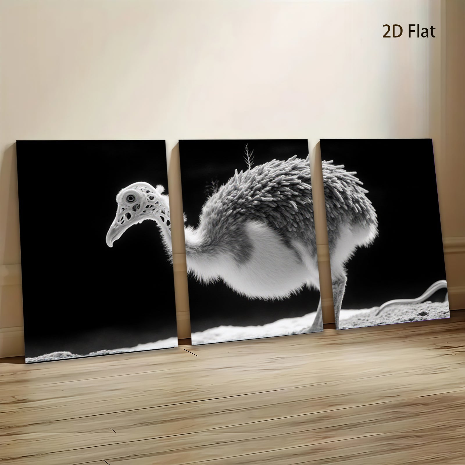 2D flat 1pc Bird Portrait Study Modern Farmhouse Wall Art Rustic Decor Living Room Bedroom Gallery Wrapped Canvas Prints Teal Navy Gray