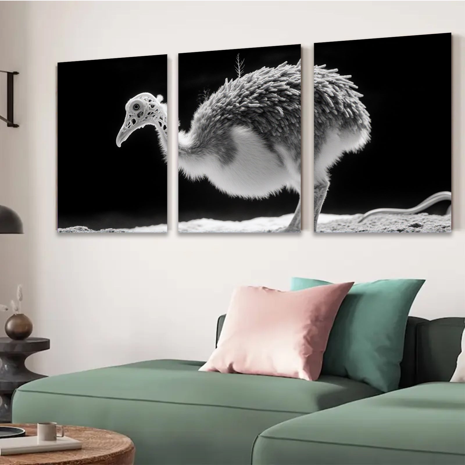 2D flat 1pc Bird Portrait Study Modern Farmhouse Wall Art Rustic Decor Living Room Bedroom Gallery Wrapped Canvas Prints Teal Navy Gray