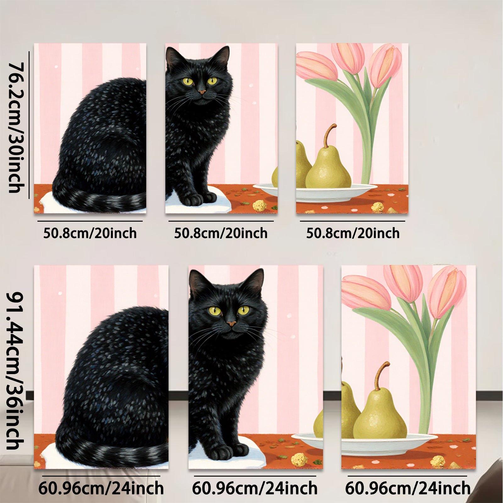 2D flat 1pc Black Cat Still Life Fruit Floral Living Room Bedroom Gallery Wall Art Modern Farmhouse Decor