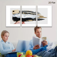 2D flat 1pc Black White Feathered Bird Wall Art Rustic Farmhouse Decor Living Room Bedroom Gallery Wrapped Canvas Modern Minimalist Style