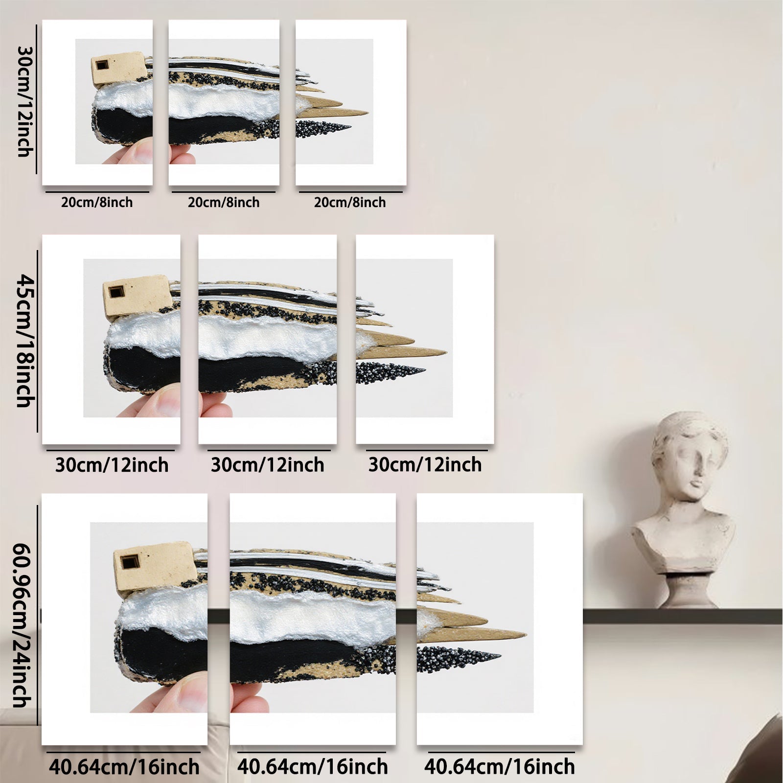 2D flat 1pc Black White Feathered Bird Wall Art Rustic Farmhouse Decor Living Room Bedroom Gallery Wrapped Canvas Modern Minimalist Style