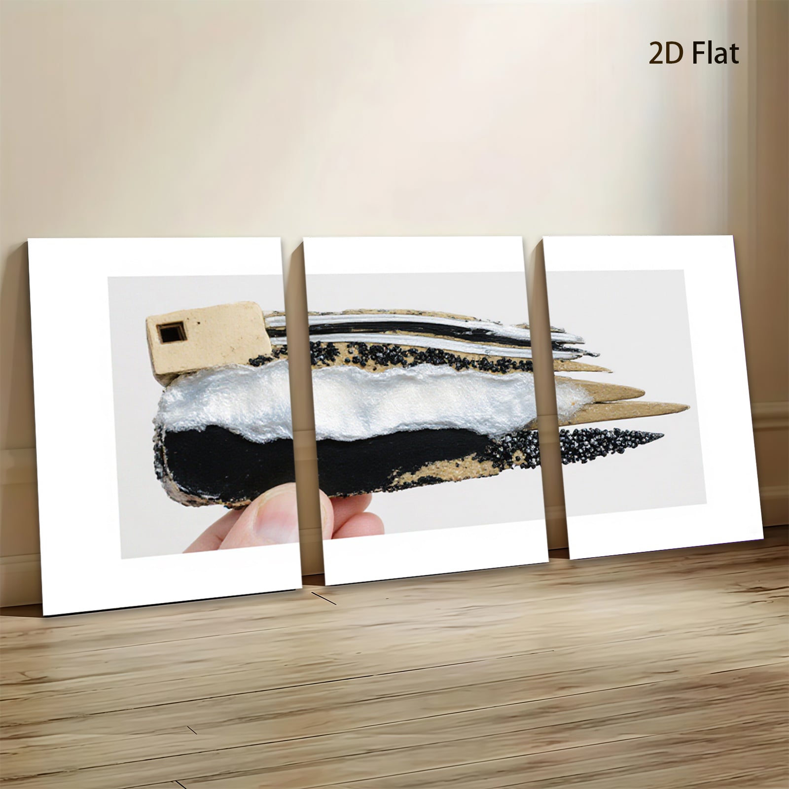 2D flat 1pc Black White Feathered Bird Wall Art Rustic Farmhouse Decor Living Room Bedroom Gallery Wrapped Canvas Modern Minimalist Style