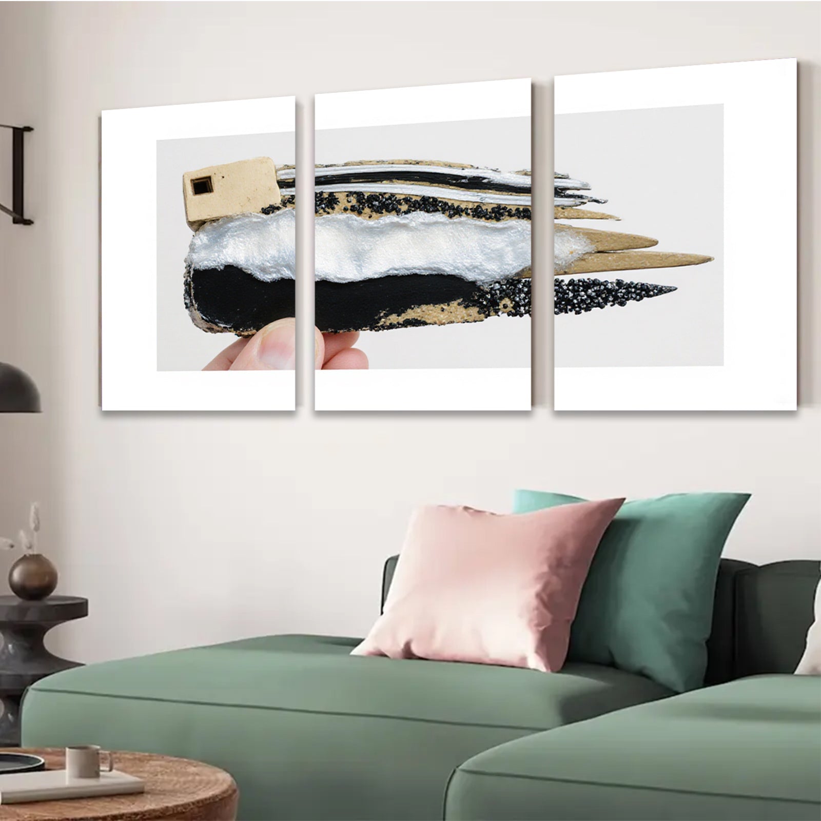 2D flat 1pc Black White Feathered Bird Wall Art Rustic Farmhouse Decor Living Room Bedroom Gallery Wrapped Canvas Modern Minimalist Style