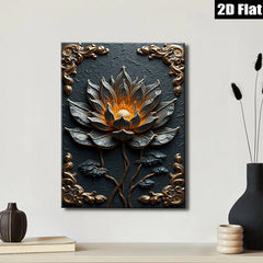 2D flat 1pc Blooming Black Lotus Floral Wall Art Canvas Print for Living Room Bedroom Home Decor Modern Farmhouse Rustic Chic Gallery Wrapped Ready to Hang