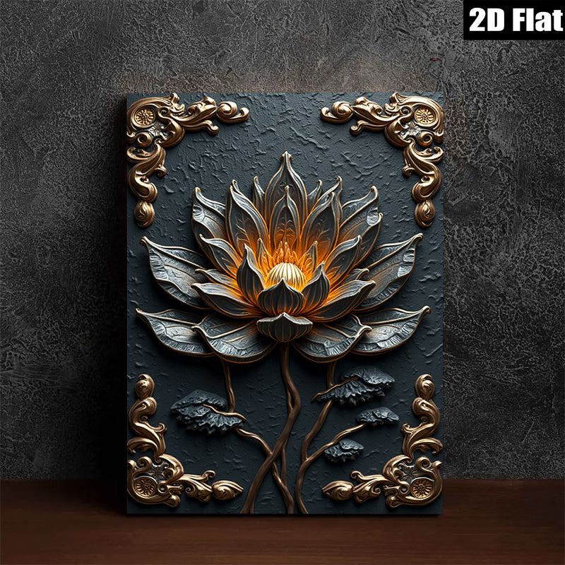 2D flat 1pc Blooming Black Lotus Floral Wall Art Canvas Print for Living Room Bedroom Home Decor Modern Farmhouse Rustic Chic Gallery Wrapped Ready to Hang