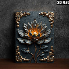 2D flat 1pc Blooming Black Lotus Floral Wall Art Canvas Print for Living Room Bedroom Home Decor Modern Farmhouse Rustic Chic Gallery Wrapped Ready to Hang