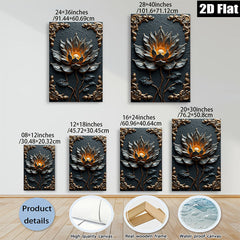2D flat 1pc Blooming Black Lotus Floral Wall Art Canvas Print for Living Room Bedroom Home Decor Modern Farmhouse Rustic Chic Gallery Wrapped Ready to Hang