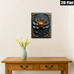 2D flat 1pc Blooming Black Lotus Floral Wall Art Canvas Print for Living Room Bedroom Home Decor Modern Farmhouse Rustic Chic Gallery Wrapped Ready to Hang