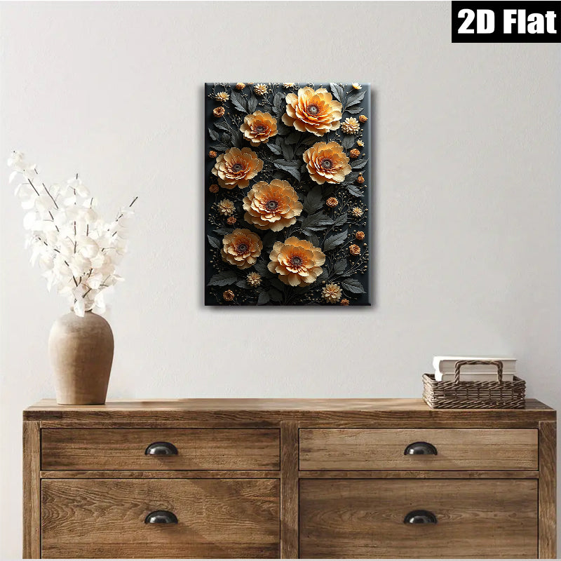 2D flat 1pc Blooming Botanical Floral Wall Art Decor for Living Room Bedroom Office Modern Farmhouse Gallery Wrapped Canvas Prints Ready to Hang