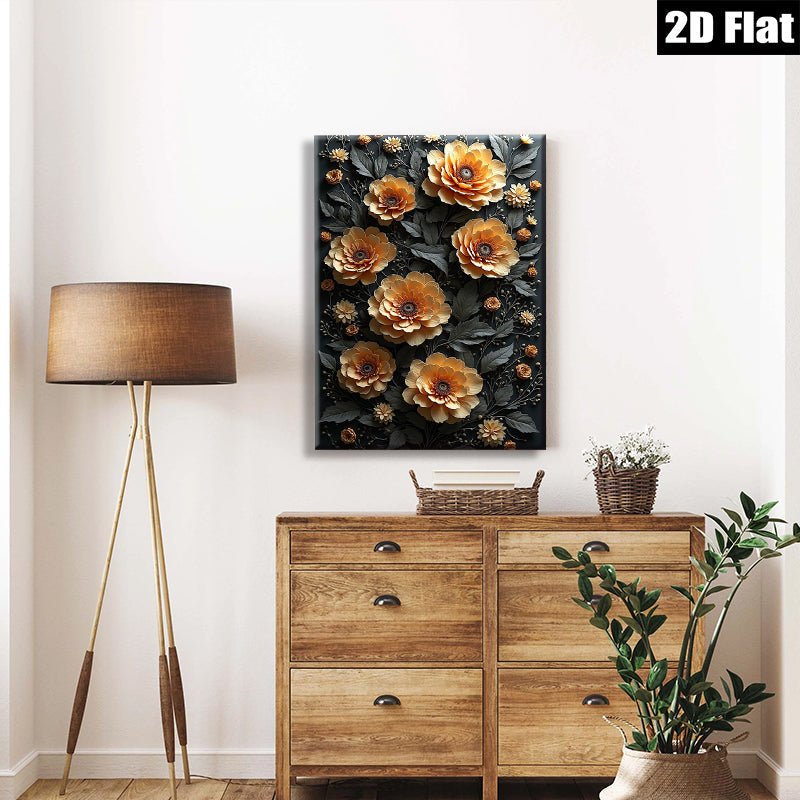 2D flat 1pc Blooming Botanical Floral Wall Art Decor for Living Room Bedroom Office Modern Farmhouse Gallery Wrapped Canvas Prints Ready to Hang