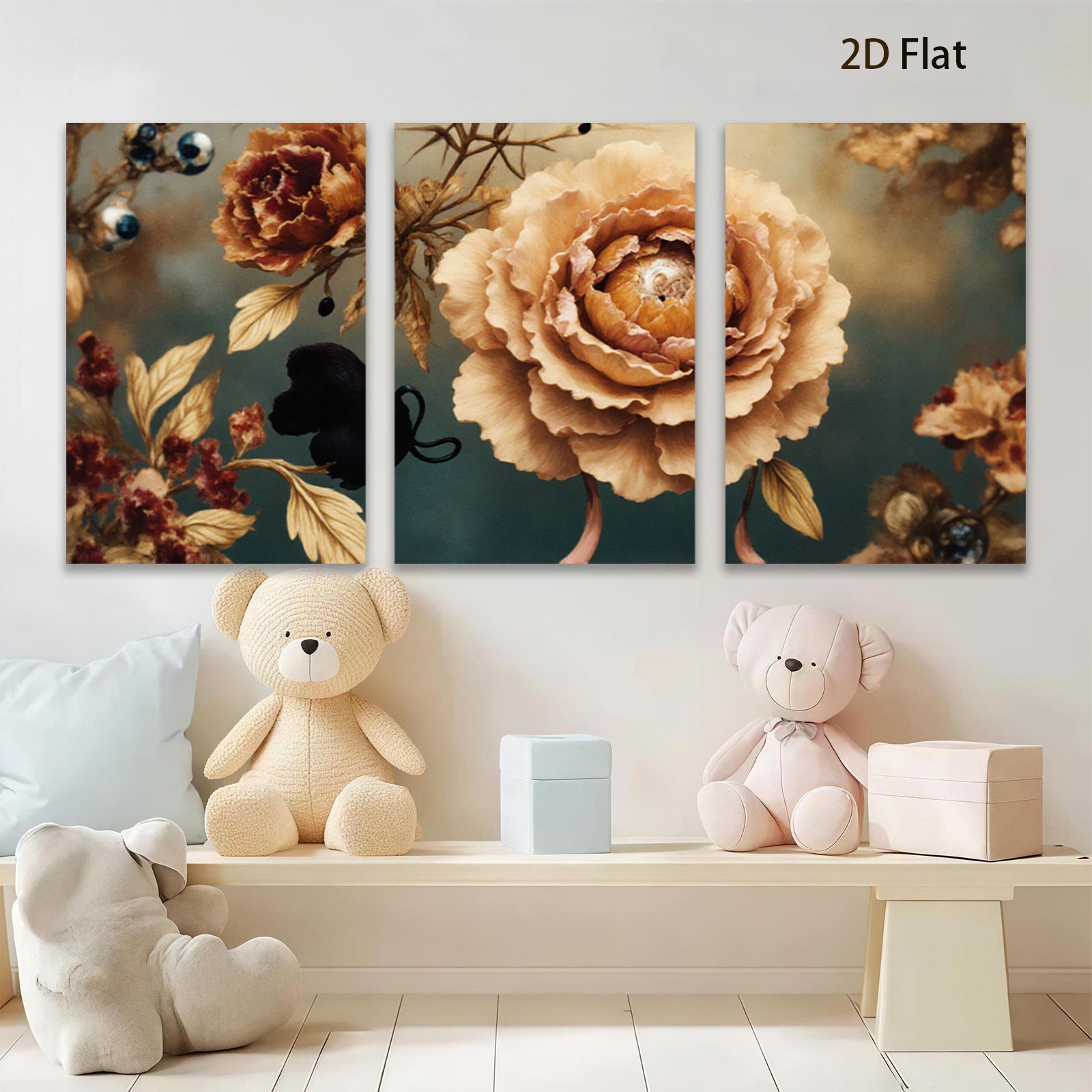 2D flat 1pc Blooming Botanical Warm Hues Farmhouse Wall Decor Living Room Bedroom Art Prints Canvas Paintings Modern Rustic Home D��cor
