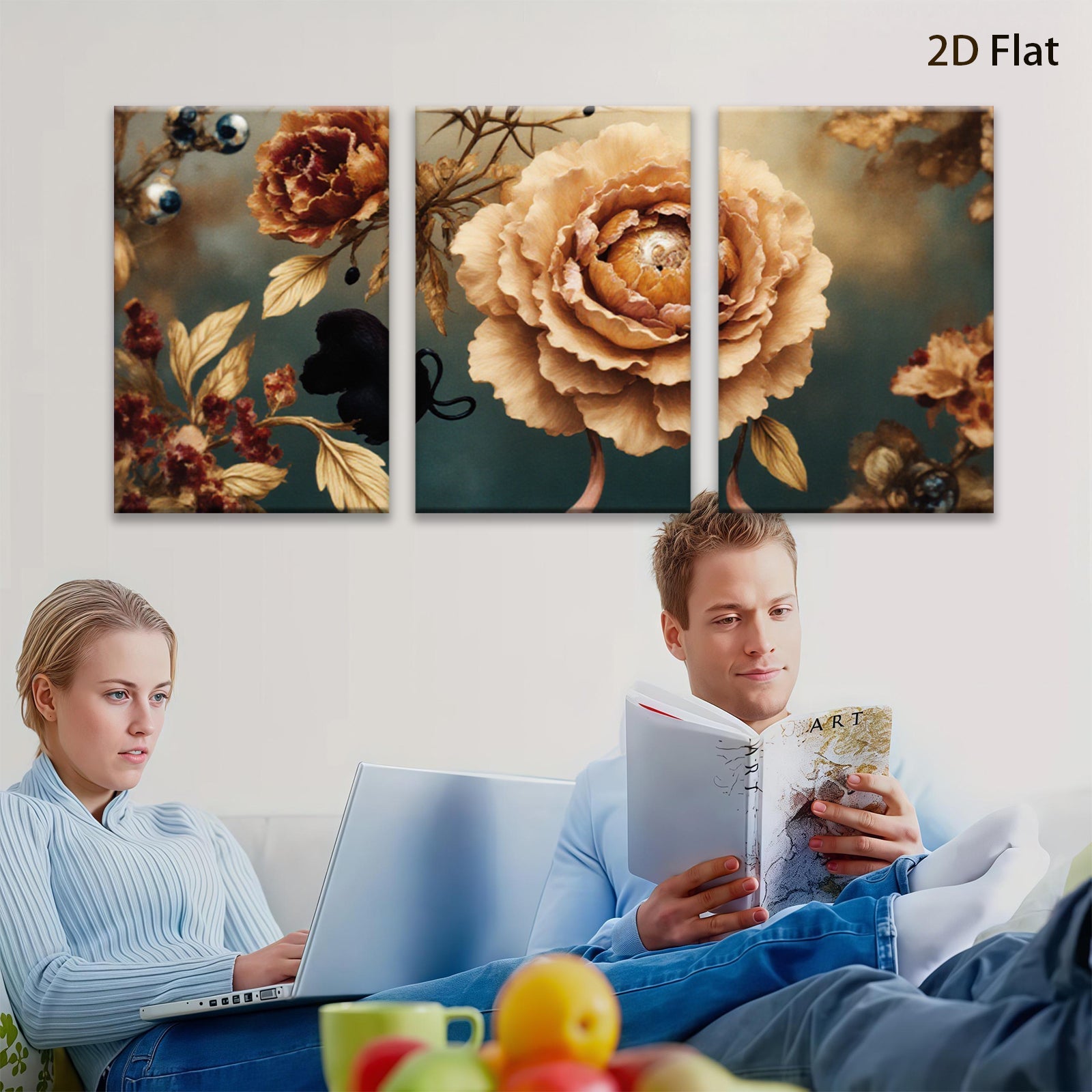 2D flat 1pc Blooming Botanical Warm Hues Farmhouse Wall Decor Living Room Bedroom Art Prints Canvas Paintings Modern Rustic Home D��cor