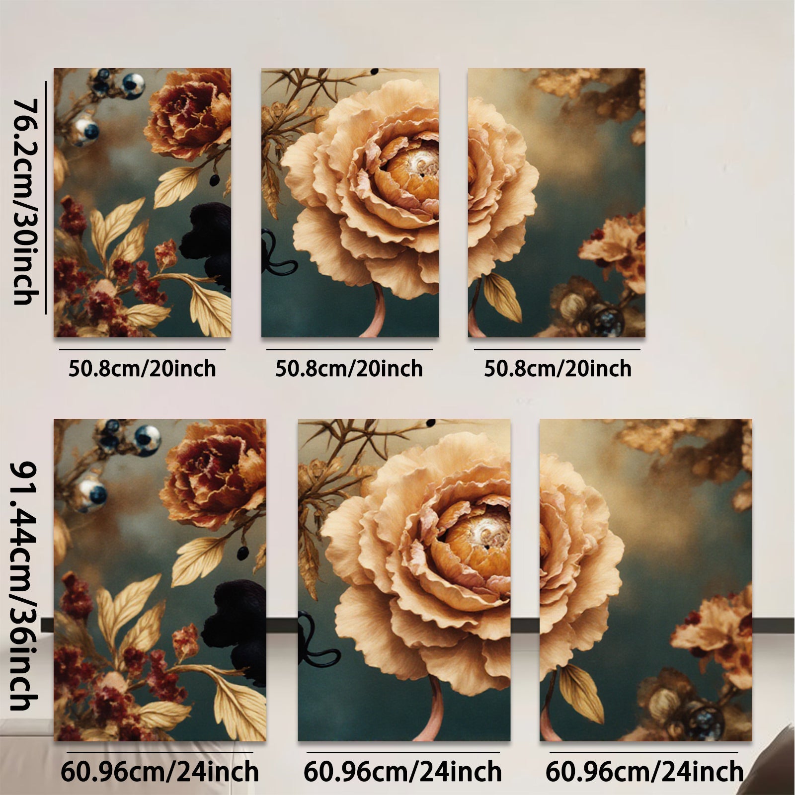2D flat 1pc Blooming Botanical Warm Hues Farmhouse Wall Decor Living Room Bedroom Art Prints Canvas Paintings Modern Rustic Home D��cor