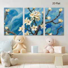 2D flat 1pc Blooming Branch Delicate Floral Wall Art Canvas Prints for Living Room Bedroom Home Decor Farmhouse Style Gallery Wrapped Ready to Hang