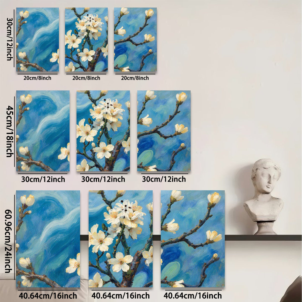 2D flat 1pc Blooming Branch Delicate Floral Wall Art Canvas Prints for Living Room Bedroom Home Decor Farmhouse Style Gallery Wrapped Ready to Hang