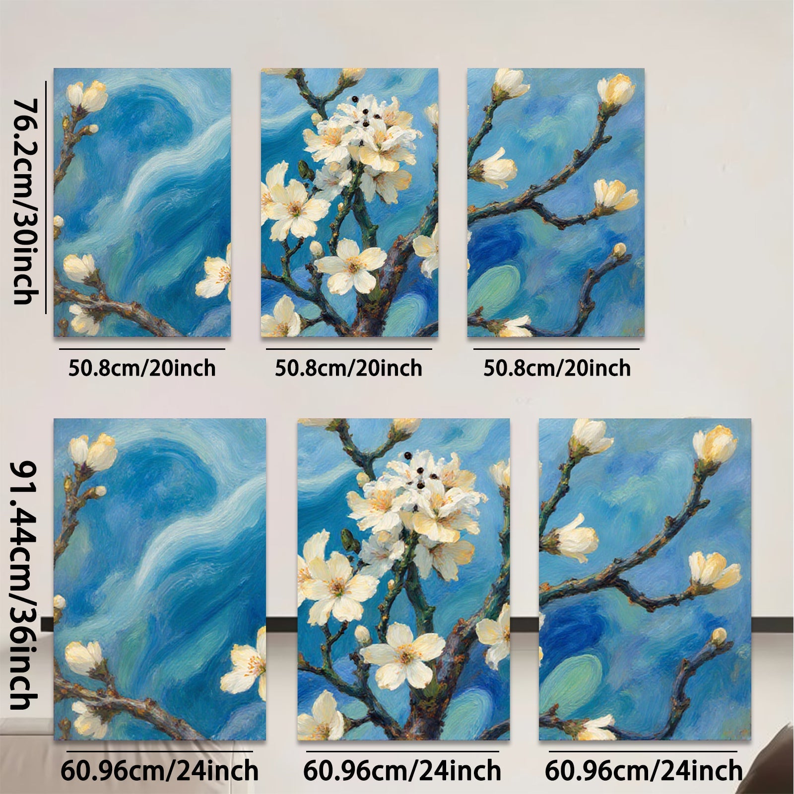 2D flat 1pc Blooming Branch Delicate Floral Wall Art Canvas Prints for Living Room Bedroom Home Decor Farmhouse Style Gallery Wrapped Ready to Hang