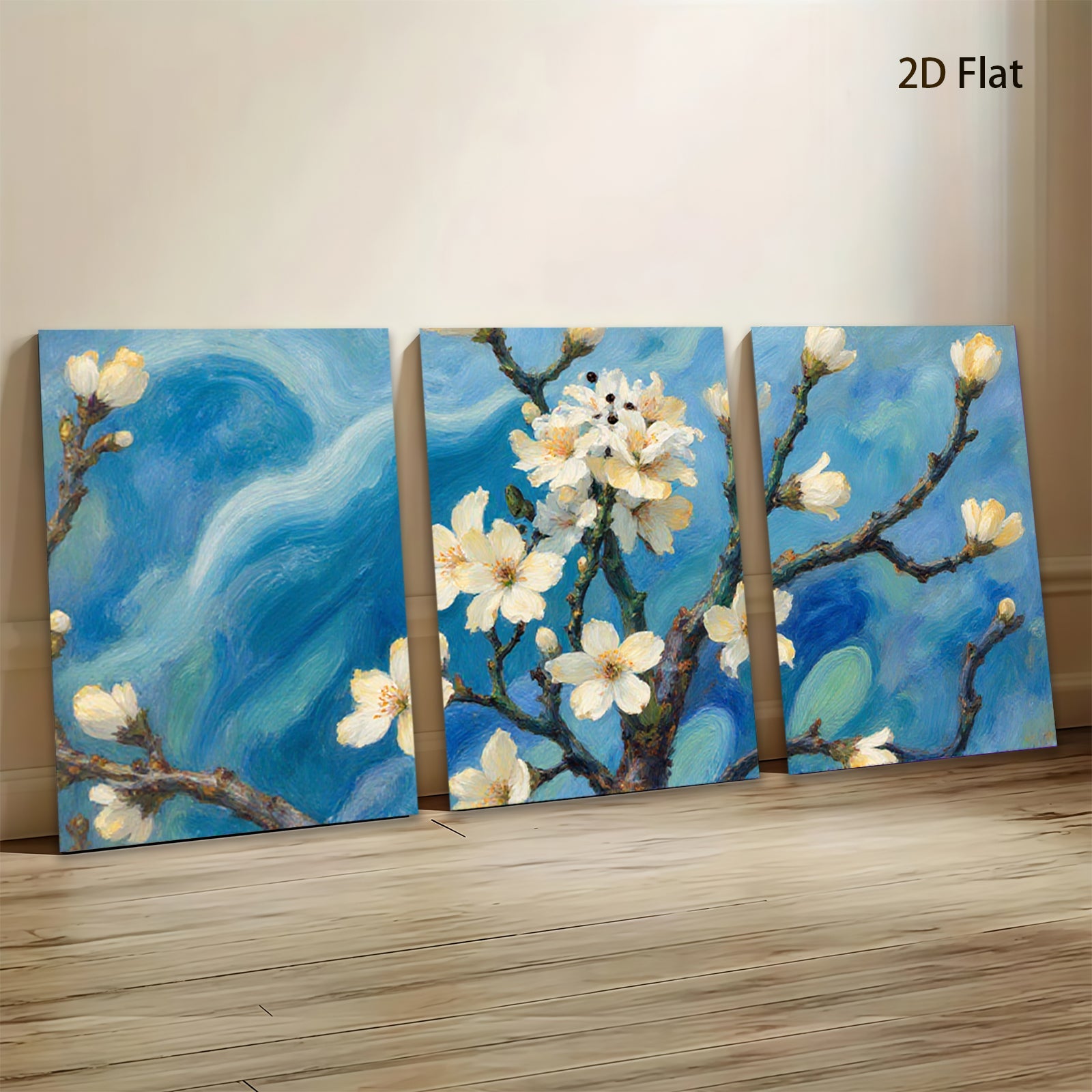 2D flat 1pc Blooming Branch Delicate Floral Wall Art Canvas Prints for Living Room Bedroom Home Decor Farmhouse Style Gallery Wrapped Ready to Hang